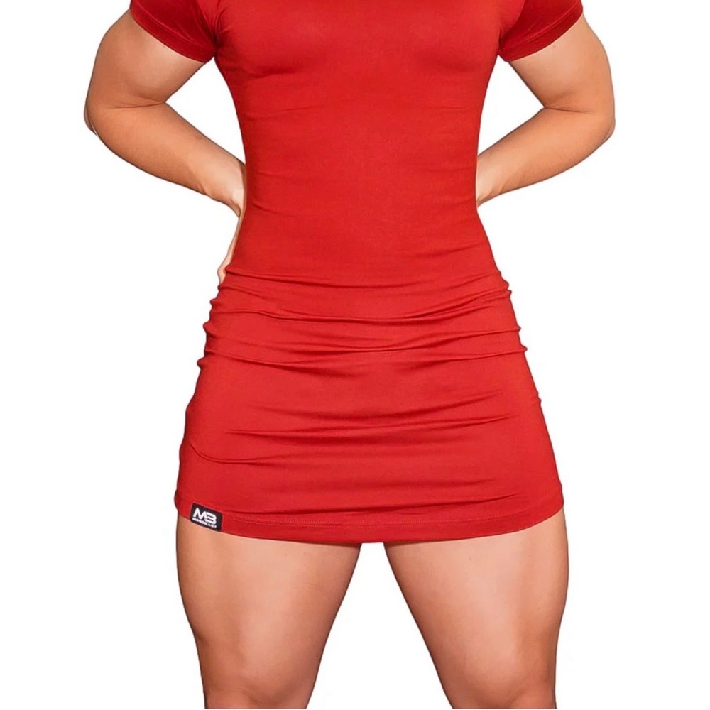 Red Short Bodycon Dress - Women's Slim Fit